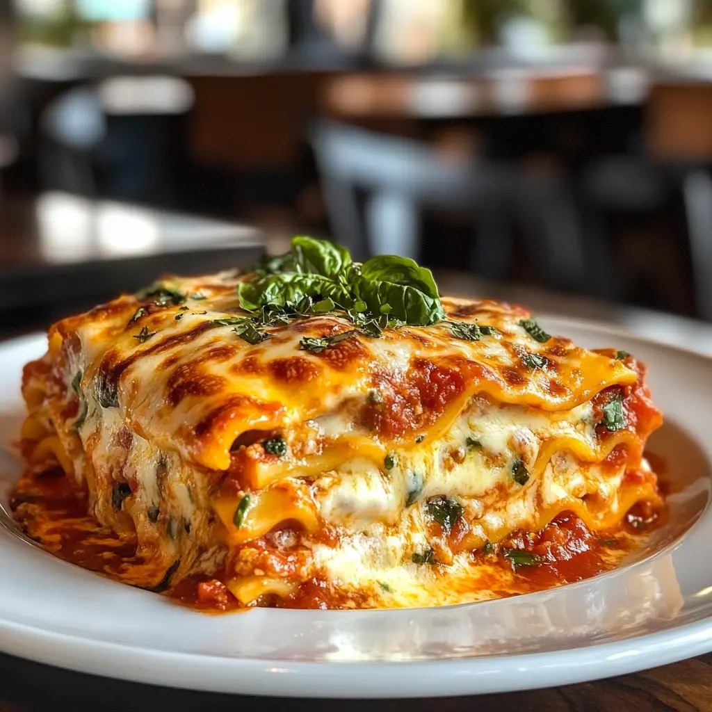 A beautifully plated Barilla lasagna showing layers of noodles, marinara sauce, and creamy cheese – the perfect Barilla lasagna recipe for family dinners